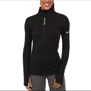 Nike | Nike Pro HyperWarm Half Zip | Black and Neon Yellow
